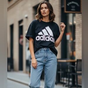 Adidas Oversized Graphic Pastel Pink Bubble 3D Logo Crop Tee Women’s Size XS